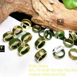 Nhẫn thiết kế Ngọc bích Canada, vàng 18k