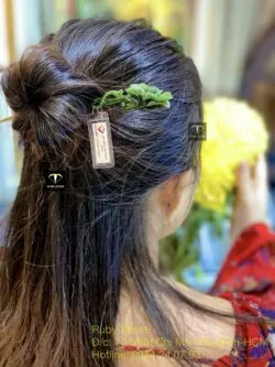 Trâm cài tóc Hoa mẫu đơn Ngọc bích chạm tay tinh xảo