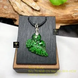Hồ ly ngọc Cẩm thạch sơn thuỷ, móc bạc 925