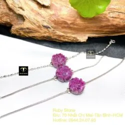 Lắc bạc hoa mẫu đơn Ruby Nam Phi, bạc 925 - Ảnh 5