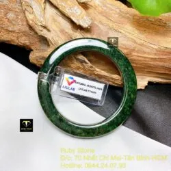 Vòng bản vuông ngọc Cẩm thạch sơn thuỷ xanh đen
