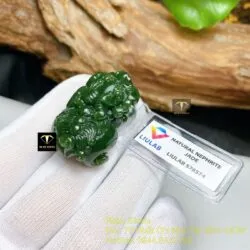 Tỳ hưu ngọc bích Canada chạm tay tinh xảo, kích thước 40mm - Ảnh 6