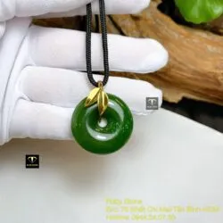 Mặt dây chuyền đồng điếu Ngọc bích, móc vàng 18k - Ảnh 4