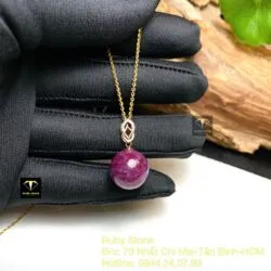 Trái châu Ruby Nam Phi 14,5mm, móc bạc xi vàng hồng - Ảnh 3