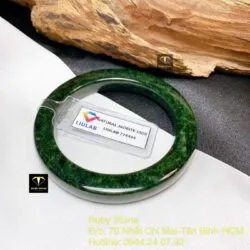 Vòng bản vuông ngọc Cẩm thạch sơn thuỷ xanh đen - Hình ảnh 5