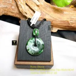 Mặt dây Đồng điếu ngọc Cẩm thạch sơn thuỷ - Ảnh 3