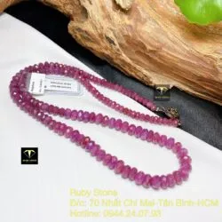 Vòng cổ Ruby đỏ mài giác, khóa bạc