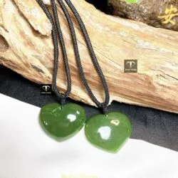 Mặt dây chuyền trái tim Ngọc bích xanh lá, kích thước 26mm