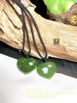 Mặt dây chuyền trái tim Ngọc bích xanh lá, kích thước 26mm - Ảnh 4