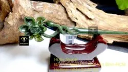 Trâm cài tóc hoa sen (liên hoa) Ngọc bích chạm tay tinh xảo - Ảnh 3