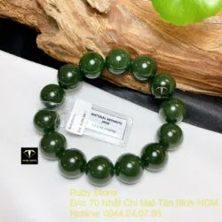 Vòng chuỗi Ngọc bích xanh đậm VIP 15 ly - Hình ảnh 4