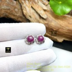 Khuyên tai Ruby Nam Phi, bọc bạc thiết kế - Hình ảnh 3