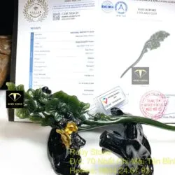 Trâm cài tóc hoa Tử đinh hương Ngọc bích chạm tay tinh xảo