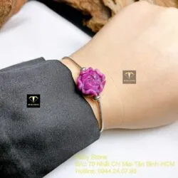 Lắc bạc hoa mẫu đơn Ruby Nam Phi, bạc 925 - Ảnh 4