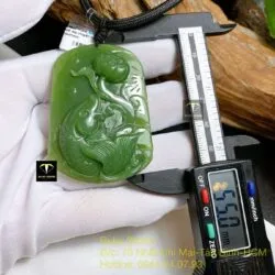 Mặt dây chuyền Cá chép Ngọc bích xanh, KT 55mm - Hình ảnh 4