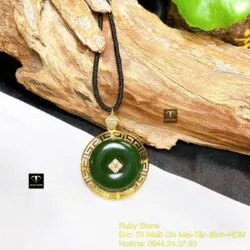 Mặt dây chuyền đồng điếu Ngọc bích, vàng 18k - Ảnh 5