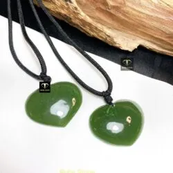 Mặt dây chuyền trái tim Ngọc bích xanh lá, kích thước 26mm