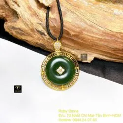 Mặt dây chuyền đồng điếu Ngọc bích, vàng 18k - Ảnh 2