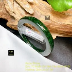 Vòng bản vuông ngọc Cẩm thạch sơn thuỷ xanh đen - Hình ảnh 6