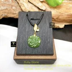 Mặt dây chuyền Hoa mẫu đơn Ngọc bích, móc vàng 18k