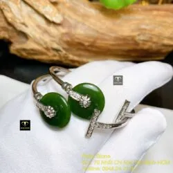 Kiềng tay đồng điếu ngọc bích Canada, ĐK 17mm, bạc 925 - Ảnh 6