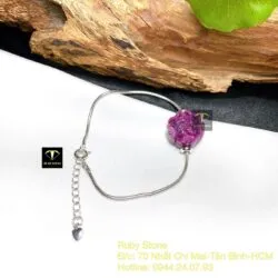 Lắc bạc hoa mẫu đơn Ruby Nam Phi, bạc 925 - Ảnh 3