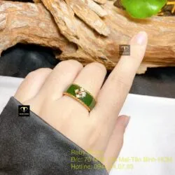 Nhẫn Ngọc bích Canada bản 8mm, vàng 18k
