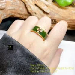 Nhẫn Ngọc bích Canada bản 8mm, vàng 18k - Hình ảnh 6