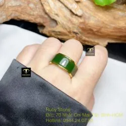 Nhẫn ngọc bích Canada, vàng 18k - Ảnh 5