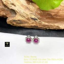 Khuyên tai Ruby Nam Phi, bọc bạc thiết kế - Hình ảnh 2