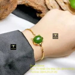 Lắc tay hồ ly ngọc bích Canada, vàng 18k - Ảnh 3