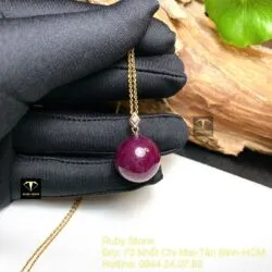 Mặt dây chuyền trái châu Ruby Nam Phi 17mm, móc bạc xi vàng hồng - Ảnh 6