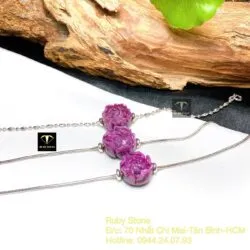 Lắc bạc hoa mẫu đơn Ruby Nam Phi, bạc 925 - Ảnh 8