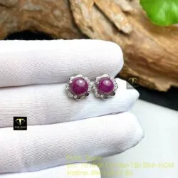 Khuyên tai Ruby Nam Phi, bọc bạc thiết kế - Hình ảnh 5