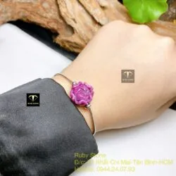 Lắc bạc hoa mẫu đơn Ruby Nam Phi, bạc 925 - Ảnh 2