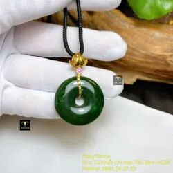 Mặt dây chuyền đồng điếu Ngọc bích, móc vàng 18k - Ảnh 4