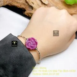 Lắc bạc hoa mẫu đơn Ruby Nam Phi, bạc 925 - Ảnh 7