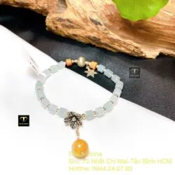 Vòng tay ngọc Cẩm thạch đốt trúc mix bạc 4,5 ly - Hình ảnh 3