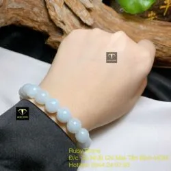 Vòng chuỗi ngọc Cẩm thạch phớt xanh 10,3 ly
