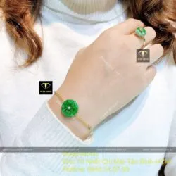 Lắc tay đồng điếu Cẩm thạch xanh lý táo, vàng 18k - Ảnh 3