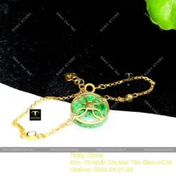 Lắc tay đồng điếu Cẩm thạch xanh lý táo, vàng 18k - Ảnh 6