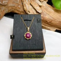Bộ trang sức mặt dây chuyền và nhẫn Ruby Nam Phi, vàng 18k - Ảnh 4