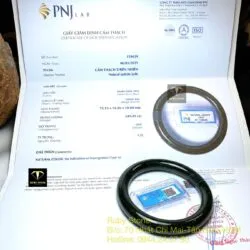 Vòng tay ngọc Cẩm thạch sơn thuỷ xanh đen, bản tròn - Ảnh 5