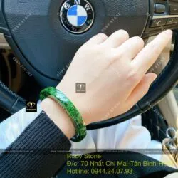 Vòng tay ngọc Cẩm thạch sơn thuỷ xanh lý, bản vuông - Ảnh 8