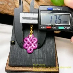 Mặt dây chuyền đồng tâm kết Ruby Nam Phi, móc vàng 18k - Ảnh 3