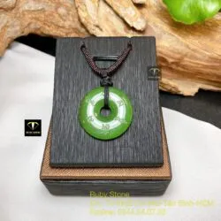 Đồng điếu ngọc bích khắc chú “Ommani Padme Hum”, KT 27mm - Ảnh 4