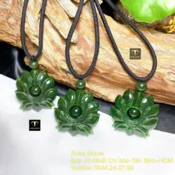 Mặt dây chuyền Liên hoa (hoa sen) Ngọc bích - Hình ảnh 3