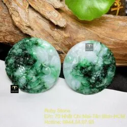 Cặp ngọc bội cá chép hoá rồng ngọc Cẩm Thạch sơn thuỷ, kích thước 51mm - Ảnh 3