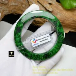 Vòng tay ngọc Cẩm thạch sơn thuỷ xanh lý, bản vuông - Ảnh 4