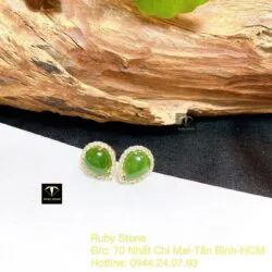 Khuyên tai Giọt nước ngọc bích, vàng 18k Khuyên tai Giọt nước ngọc bích, vàng 18k